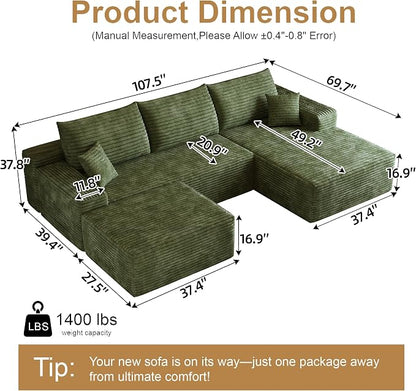 108" Sectional Couches for Living Room Cloud Couch Sofa - Image 2