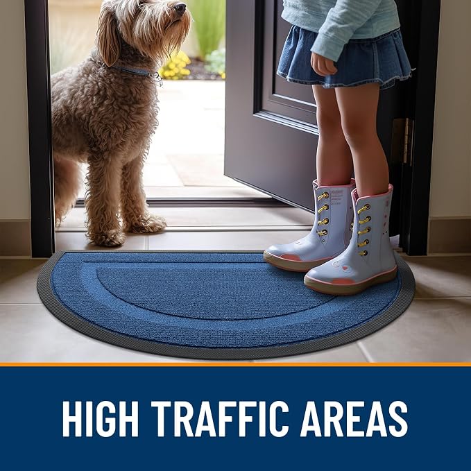OLANLY Half Circle Front Door Mat Outside 29.5x17 All-Season Rubber Doormat | - Image 7