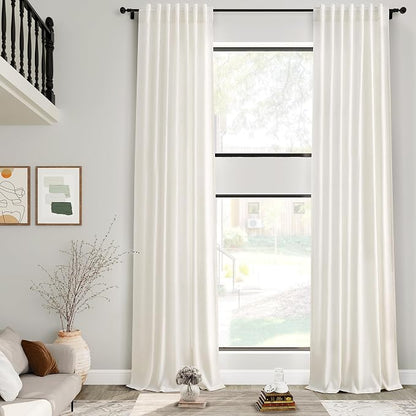 Cream Linen Curtains 216 Inches Long by Nanspring