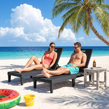 Greesum Outdoor Chaise Lounge Chair Set of 2, Waterproof 5-Position Adjustable - Image 7