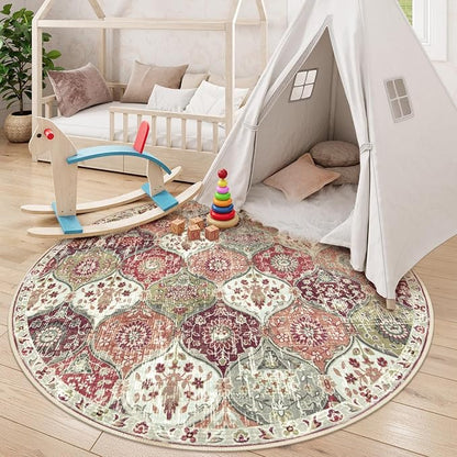 Lahome Moroccan Round Area Rugs, Washable Small Round Rug 3ft Non-Slip | - Image 3