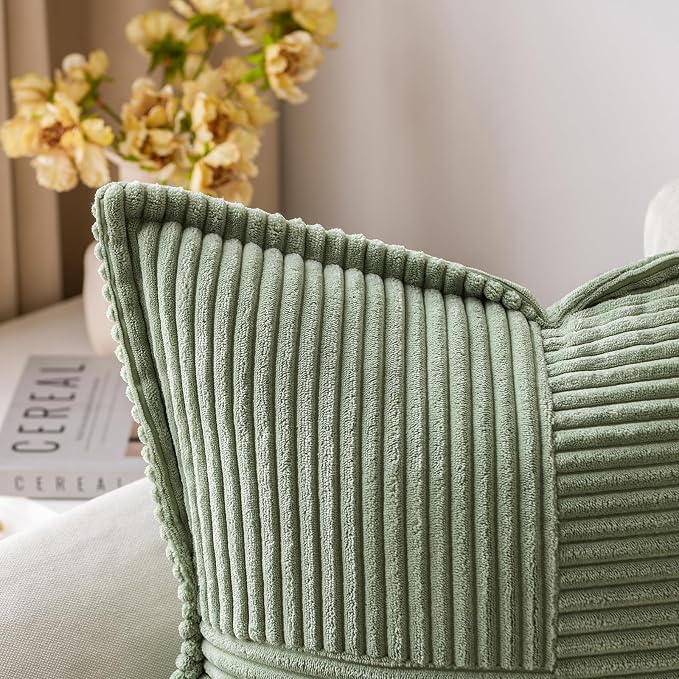 MIULEE Decorative Lumbar Throw Pillow Covers 12x20 Light Olive Green 2 Pack | - Image 5