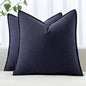 MIULEE Decorative Linen Euro Sham Pillow Covers 22x22 Inch Navy | Boho by MIULEE