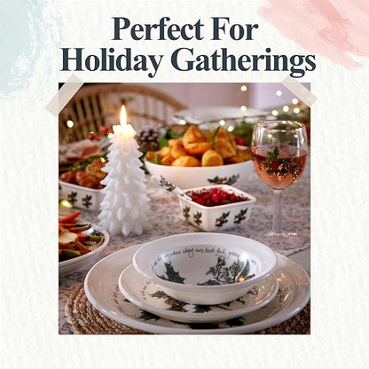 Portmeirion Holly and Ivy 7.25" Bread & Butter Plate (Set of 6) - Earthenware Plates, Holly Motif - Festive Holiday Tableware, Serving Tea, Snacks, Desserts - Microwave, Oven, Freezer, Dishwasher Safe