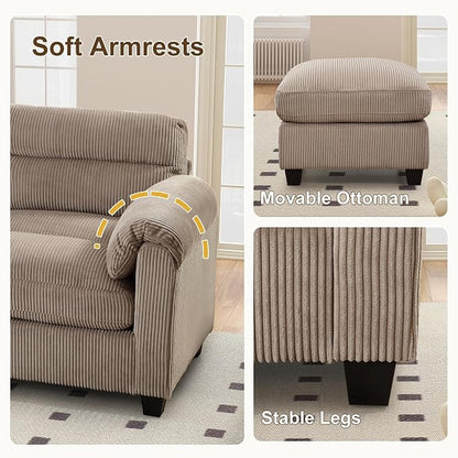 HAOMARKETS Corduroy Sofa Set, Upholstered Armchair - Image 5