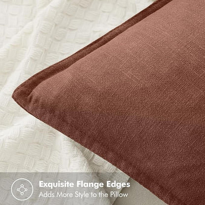 MIULEE Decorative Linen Euro Sham Pillow Covers 24x24 Autumn Glaze | Boho - Image 2