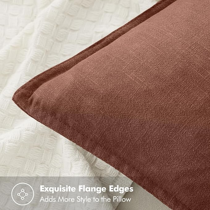 MIULEE Decorative Linen Pillow Covers 18x18 Inch Autumn Glaze | Boho Farmhouse​ - Image 2