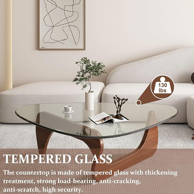 Living Room Coffee Table, 35.8" Mid Century Modern Triangle Coffee Table - Image 5