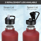 HASLE OUTFITTERS Half Gallon Insulated Water Bottles 64 oz, Stainless Steel Metal Water Jug with 2 Lids Keep Cold 48h/Hot 24h, Leak Proof & BPA-Free Water Flask Jug(Ruby Purple Gradient,1)