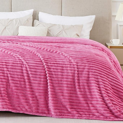 BEDELITE 3D Ribbed Jacquard Hot Pink King Size Blanket by BEDELITE