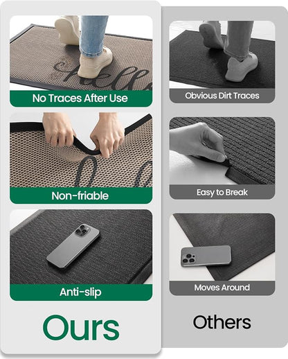 LUMI Outside Welcome Door Mat 24x36, Non-Slip Durable Rubber Easy Clean | Hello - Image 7