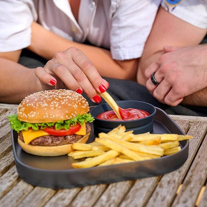 Madesmart Dipware Reusable Dining Plate/Serving Tray for Appetizers and Snacks, Food-Safe Appetizer Serving Platter with Removable Dip Bowl, Plum