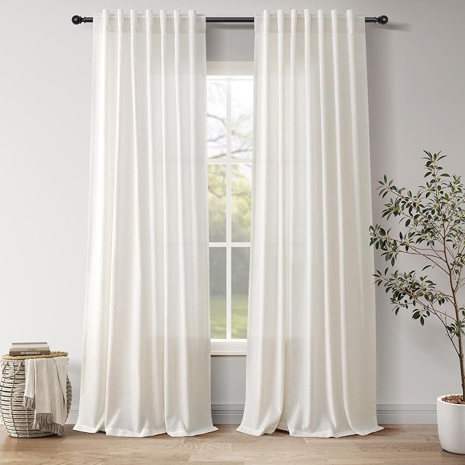 Natural Linen Curtains 90 Inches Long by Nanspring
