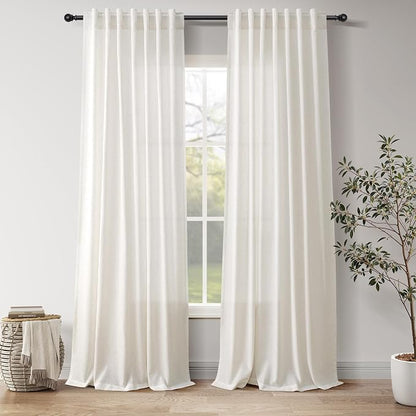 Natural Linen Curtains 96 Inches Long by Nanspring