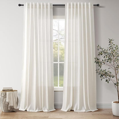 Natural Linen Curtains 102 Inches Long by Nanspring