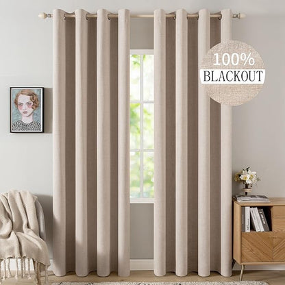 MIULEE 100% Blackout Linen Curtains by MIULEE
