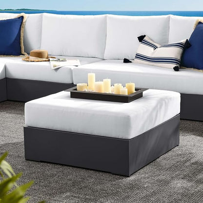 Modway Tahoe Aluminum Ottoman in Gray White - Image 2