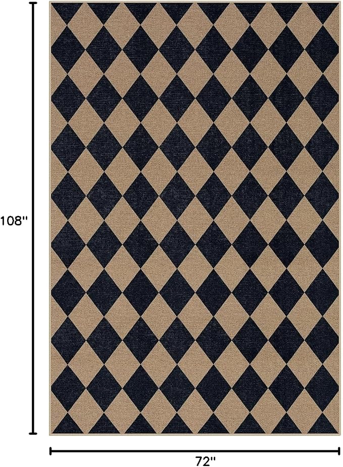 Lahome Checkered Easy Jute 6x9 Area Rugs, Outdoor Patio Rug Washable | - Image 2