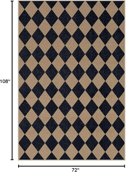 Lahome Checkered Easy Jute 6x9 Area Rugs, Outdoor Patio Rug Washable | - Image 2
