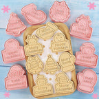 8pcs Christmas Cookie Cutter Set Merry Christmas Cookie Cutters with Plunger Stamps Biscuit Mold 3D Snowman Cookie Molds Cake Baking Fondant Cutter Christmas Party DIY Cookie Decorating Supplies (L8)