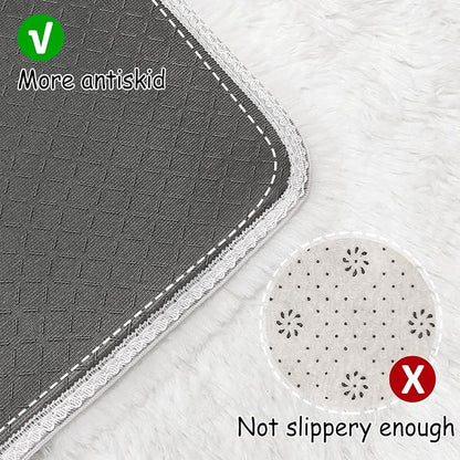 Runner Rug for Bedroom White 2x5ft Fluffy Area Rug Bedside Runner Rug for Kids - Image 4