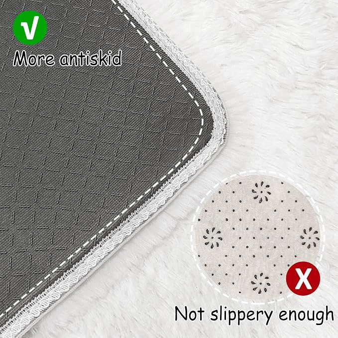 Small Area Rug for Bedroom 3x5ft Mini White Fluffy Rug Mat Bedside Throw Rug - Image 3