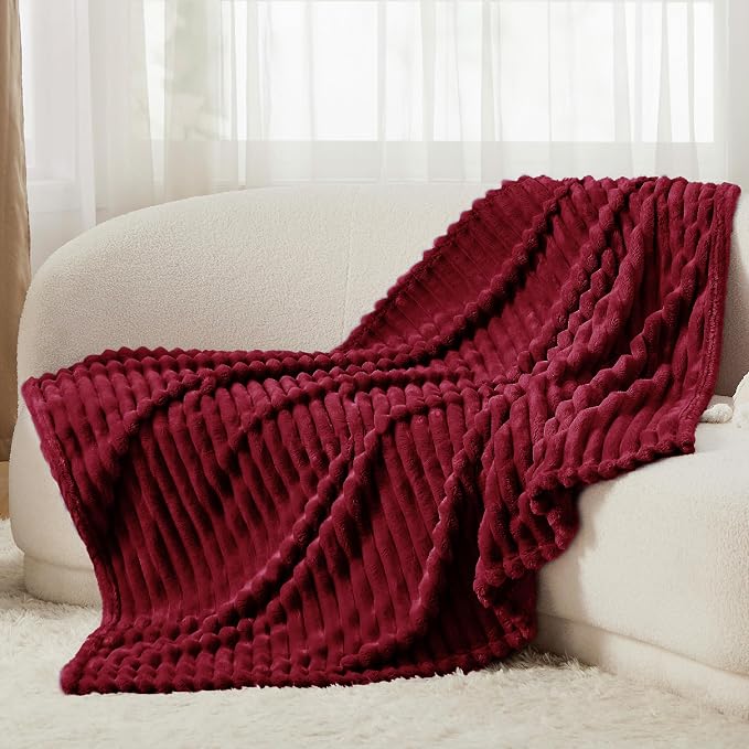 Bedsure Soft Twin Blanket for Bed Decor Gifts Deep Red 60"x80" | Birthday Gifts - Image 6