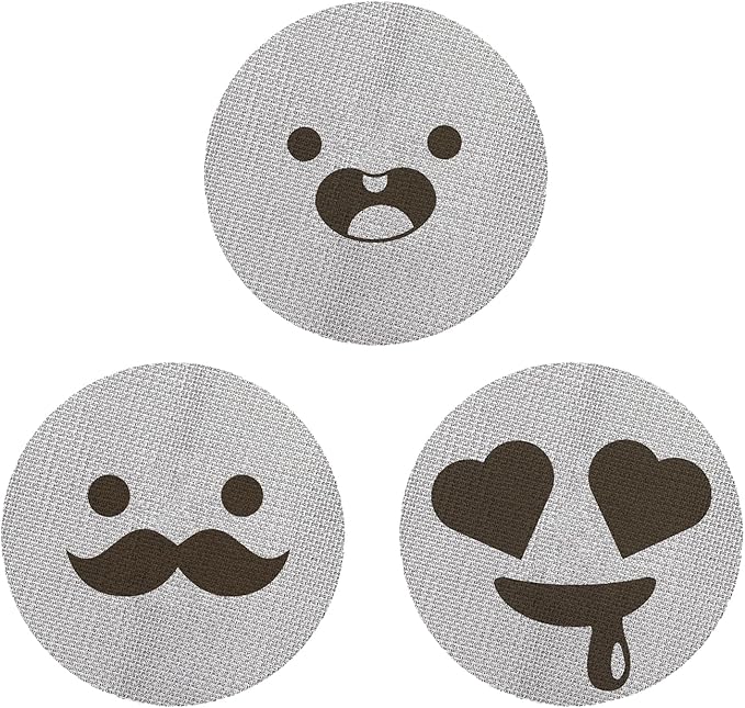 51mm Espresso Puck Screen 3-Pack, Lower Shower Screen, Metal Coffee Reusable Filter for Espresso Portafilter Basket, 1.7 Thickness(Cute Face)