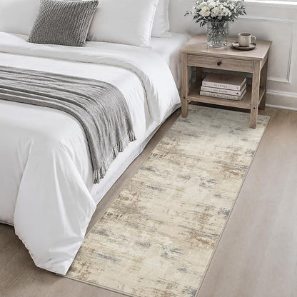 2x6 Washable Runner Rug：Modern Abstract Soft Carpet Beige Brown | - Image 4