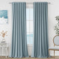 Blue 100% Blackout Linen Curtains 95 Inch Length 2 Panels Set by Guken