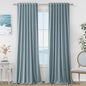 Blue 100% Blackout Linen Curtains 132 Inch Length 2 Panels Set by Guken