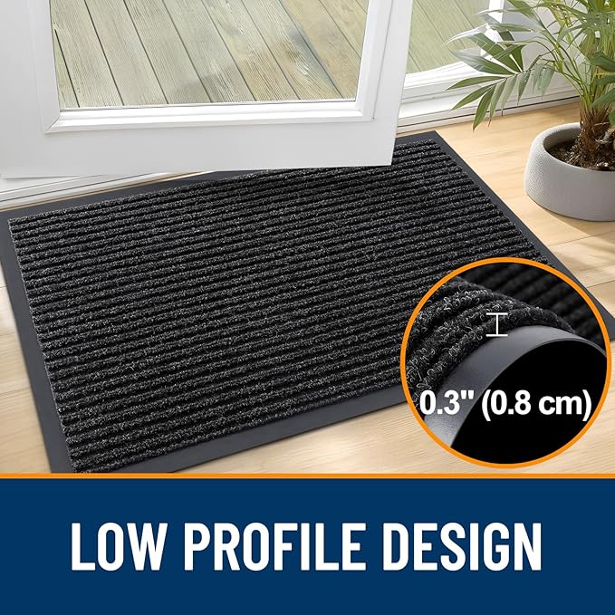 OLANLY 2-Pack Front Door Mats 71x23, Waterproof Heavy-Duty Doormats | Off-Black - Image 4