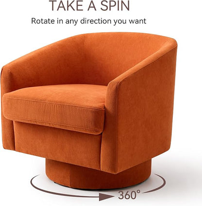 Swivel Barrel Accent Chair, Round Chenille Fabric Living Room Arm Chairs - Image 5