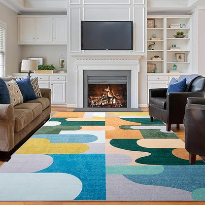 Living Room Rug 6x9 Light Green Area Rug Machine Washable Carpet Non Slip - Image 3