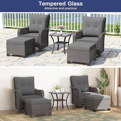 ALAULM 5-Piece Outdoor Swivel Rocking Chair Set - Image 6