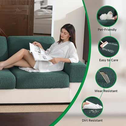 OHSIO Couch Cushion Covers for Sectional Sofa, Stretch Soft Sofa Slipcovers - Image 3