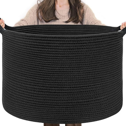 INDRESSME XXXLarge Blanket Basket 21.7" x 21.7" x 13.8" Woven Storage Baskets by INDRESSME