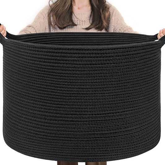 INDRESSME XXXLarge Blanket Basket 21.7" x 21.7" x 13.8" Woven Storage Baskets by INDRESSME