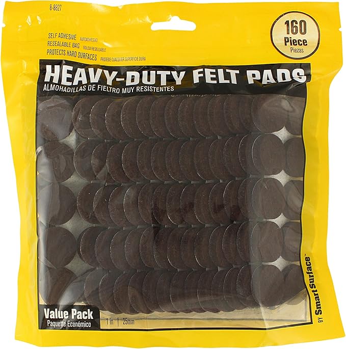 Smart Surface 8827 Heavy Duty Self Adhesive Furniture Felt Pads 1-Inch Round by Smart+Surface+Products