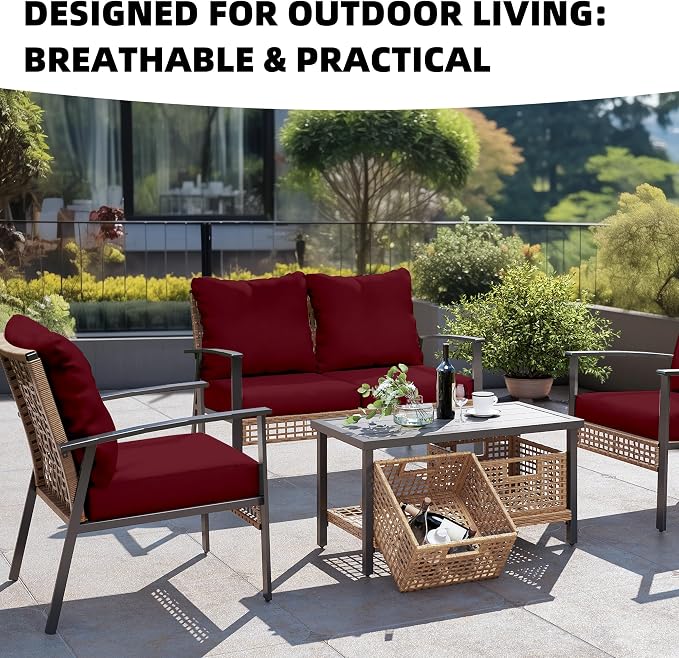 14Pcs Outdoor Cushion Covers, Elastic Patio Cushion Covers | Washable, - Image 4