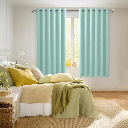 Room Darkening Curtains for Bedroom, 70 x 63 Inches, 2 Panels, Aqua | Thermal - Image 2