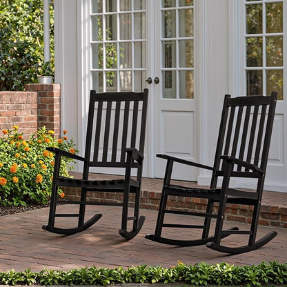 Flamaker Acacia Wood Patio Rocking Chair Set of 2, High Back and Widen Armrest - Image 7