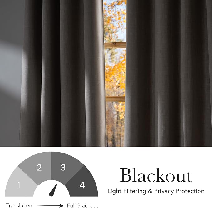 NICETOWN Angora Faux Linen Room Darkening Rod Pocket Curtains 63 inch Length - Image 6