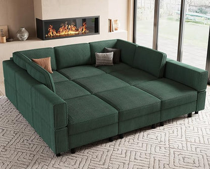 Belffin 9 Seats Corduroy Modular Sectional Sofa, Comfy Upholstered Sectional by Belffin