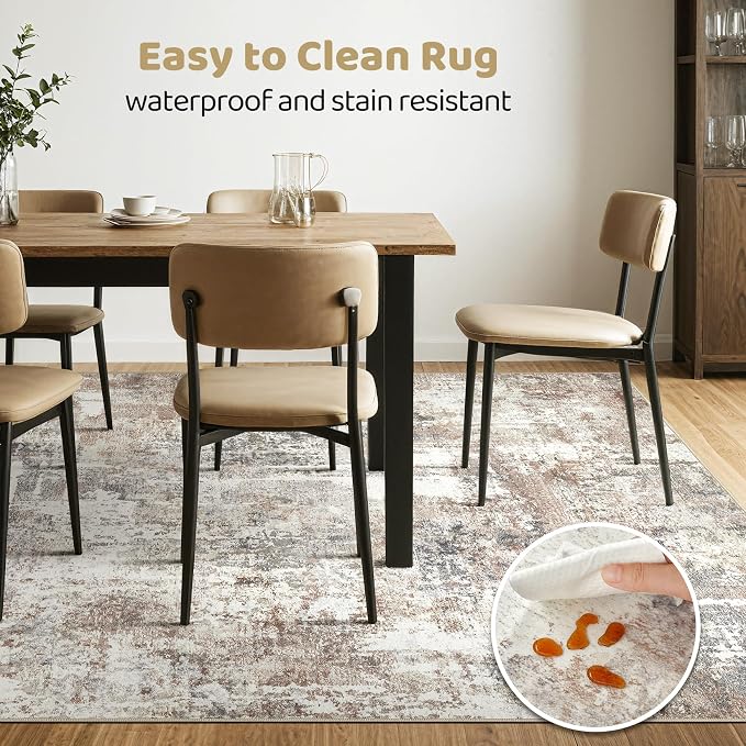 Area Rug Living Room Rugs: 5x7 Washable Large Abstract Modern Soft Stain - Image 6