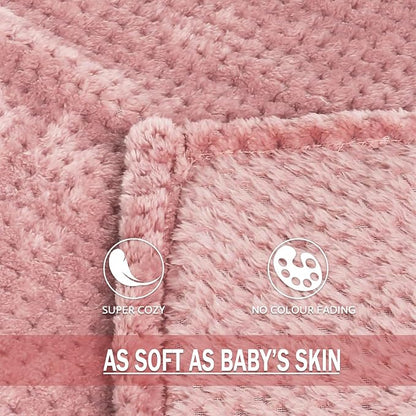 Exclusivo Mezcla Soft Waffle Fleece Bed Blanket Queen Size, Cozy Flannel - Image 7