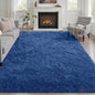 Area Rug Living Room Bedroom: 6x9 Fluffy Plush Shag Carpet Blue | by Luxturiy