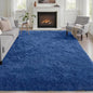 Area Rug Living Room Bedroom: 5x7 Fluffy Plush Shag Carpet Blue | by Luxturiy