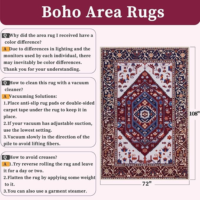 SERISSA 6x9 Washable Non Slip Boho Area Rug - Image 2
