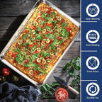P&P CHEF 17.3 Inch Baking Cookie Sheet, Oven Pan Tray Stainless Steel Sheet Pan for Kitchen, Oven Bakeware for Multi Uses, Shiny Look & Dishwasher Safe, Healthy & Heavy Duty, 2Pcs